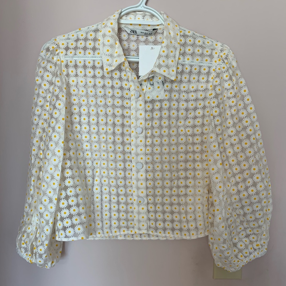 Zara SunFlower Pattern Crop Top